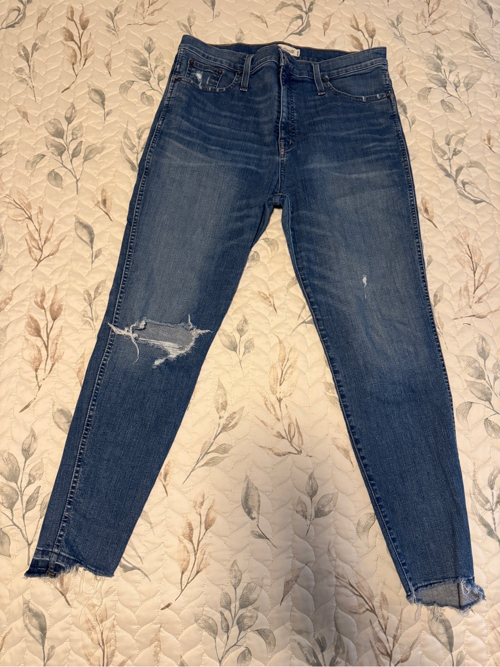 Madewell Dark Blue Distressed Skinny Jeans